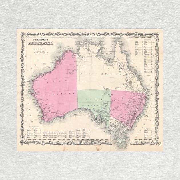 Vintage Map of Australia (1862) by Bravuramedia